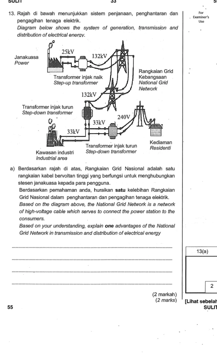 Diagram  below  shows  the  system  of  generation,  transmission  and  distribution of electrical enerav