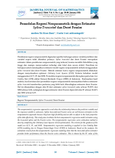 Pemodelan Regresi Nonparametrik Dengan Estimator Spline Truncated Dan ...