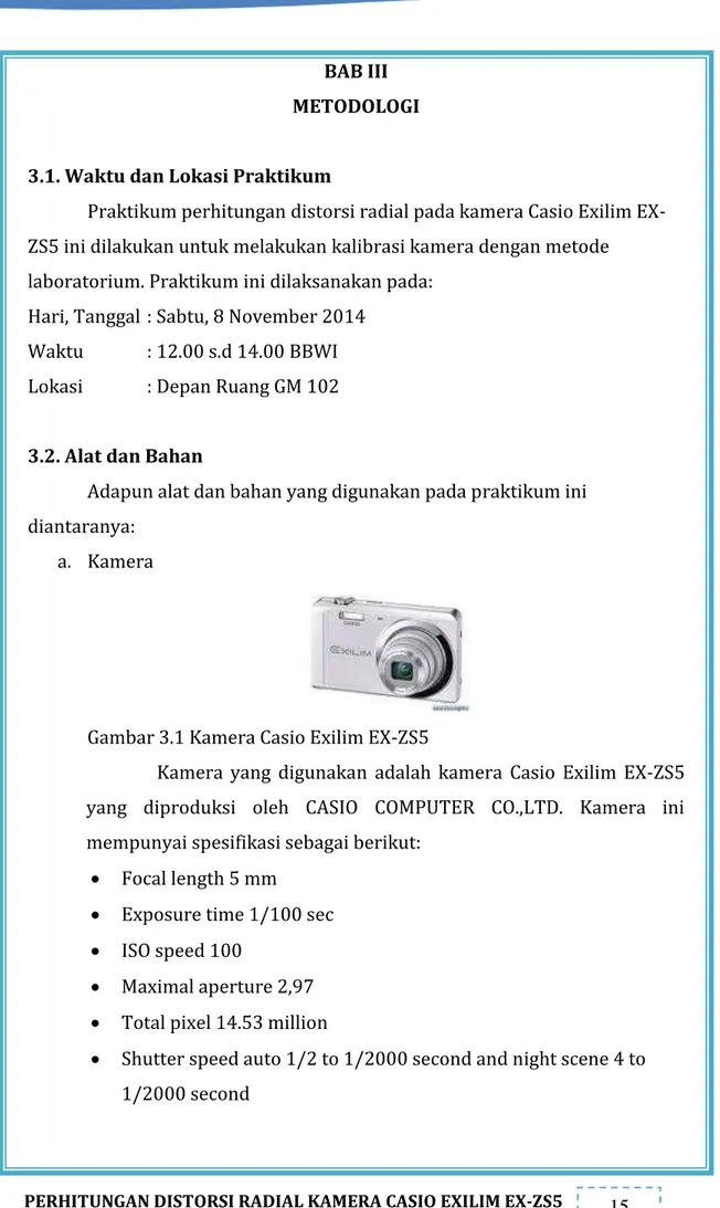 Gambar 3.1 Kamera Casio Exilim EX-ZS5 