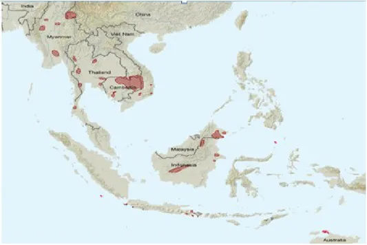 Gambar 8. Peta Persebaran Banteng (Guntoro 2002).