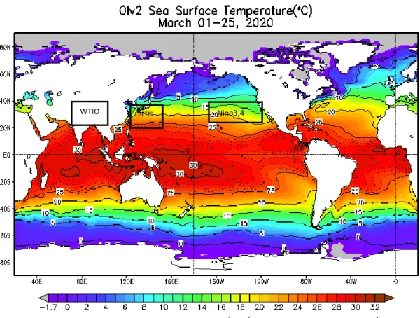 Gambar 1. Rata – Rata Suhu Muka Laut Bulan Maret 2020 