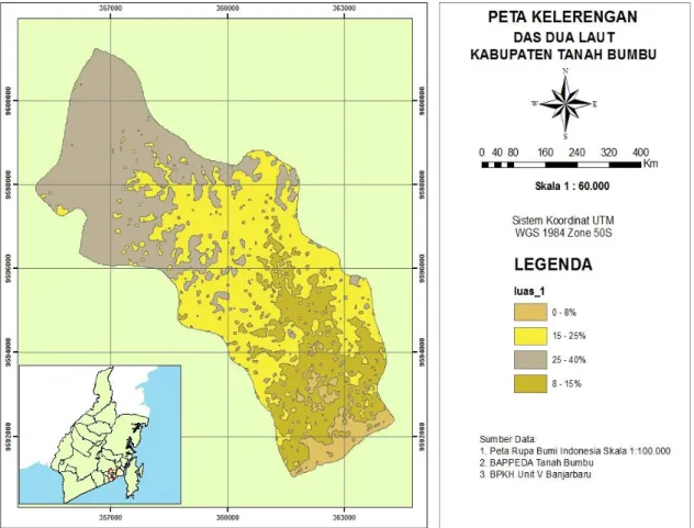 Gambar 5.  Peta Kelerengan DAS Dua Laut 