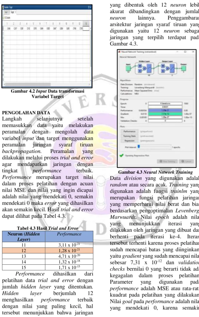 Gambar 4.2 Input Data transformasi  Variabel Target 