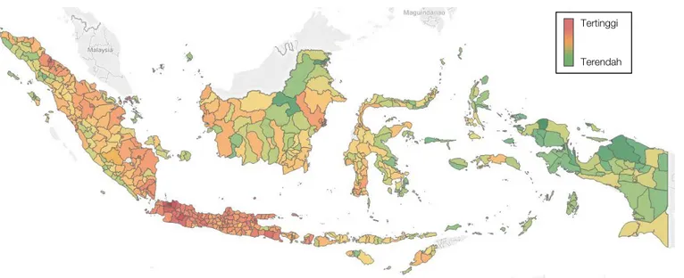 Gambar 4: Total produksi sampah plastik di setiap kota atau kabupaten di Indonesia 22