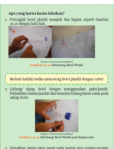 Gambar 10.10 Memotong Botol Plastik