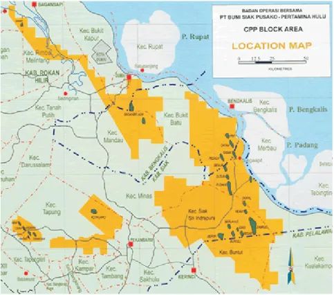 Gambar 4.3 Wilayah Kerja BOB Coastal Plain &amp; Pekanbaru  Sumber : Data Perusahaan BOB PT
