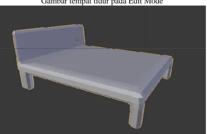 Gambar Tempat Tidur Pada Object Mode dan telah diberi Modifier Bevel 