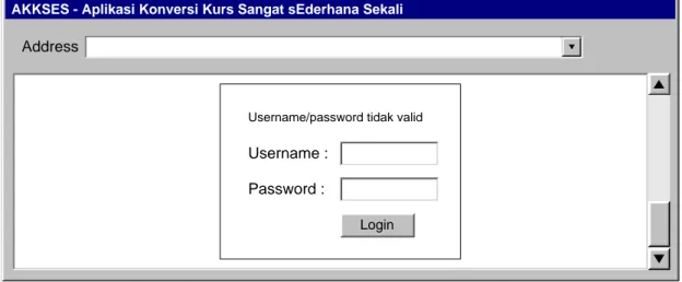 Gambar 17. Layar yang muncul apabila login gagal 