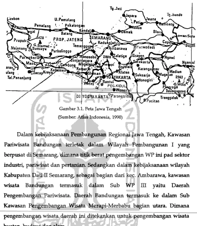 Gambar 3.1. PetaJawa Tengah  (Sumber: Atlas Indonesia, 1990) 
