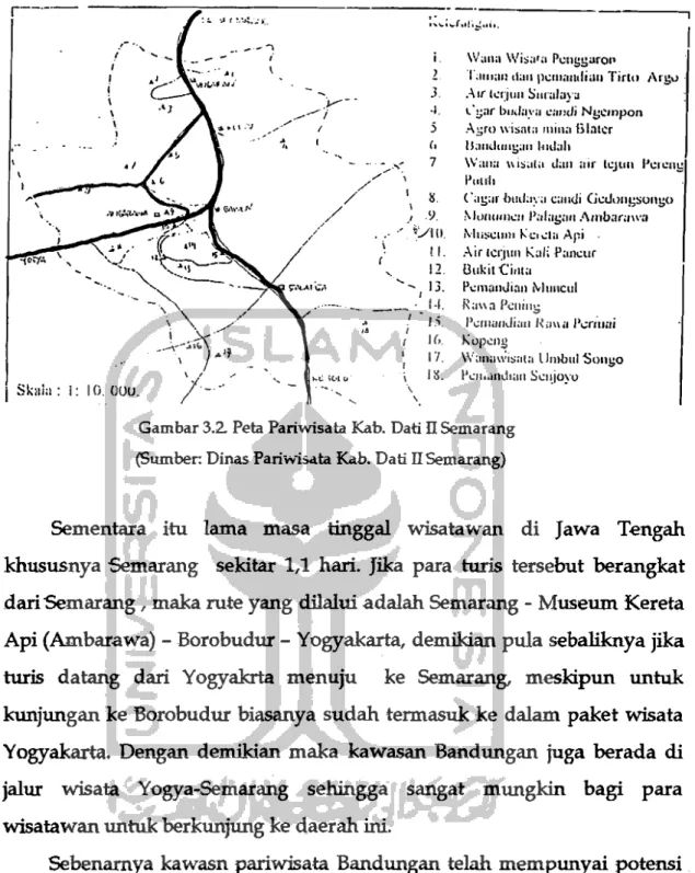 Gambar 3.2 Peta Pariwisata !&lt;ab. Dati  n Semarang  (Sumber: Dinas Pariwisata !&lt;ab