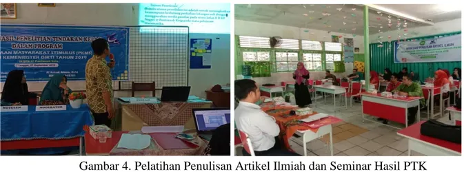 Gambar 4. Pelatihan Penulisan Artikel Ilmiah dan Seminar Hasil PTK 