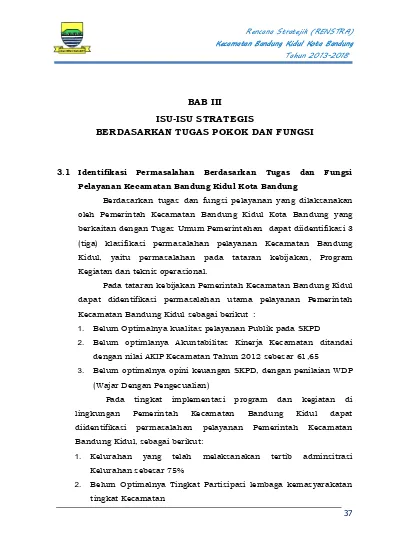 BAB III ISU-ISU STRATEGIS BERDASARKAN TUGAS POKOK DAN FUNGSI