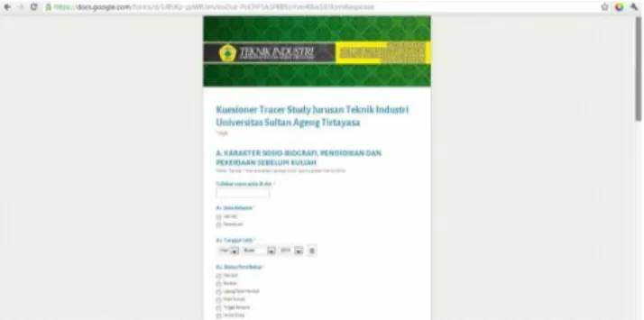 Gambar 2. Halaman Kuesioner online tracer study  3)  Tahap Pelaksanaan Mekanisme Tracer Study 