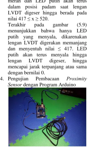 Gambar 7 Rangkaian  Pengujian  Pembacaan Proximity Sensor dengan 