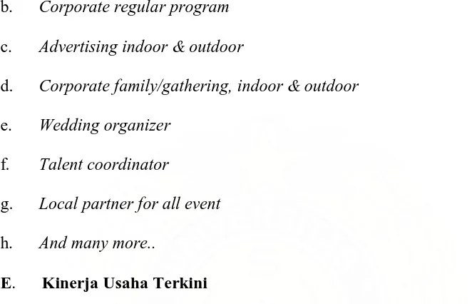 Tabel 2.1 Even-even yang pernah ditangani CV. Showbitz Mitra Andalan Medan 