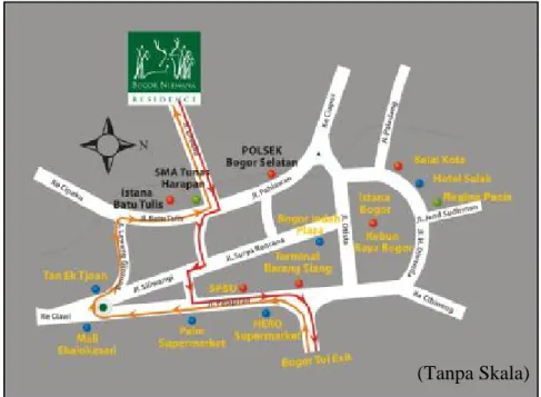 Gambar 5.  Peta Aksesibilitas Bogor Nirwana Residence  (Sumber: Bogor Nirwana Residence, 2008) 