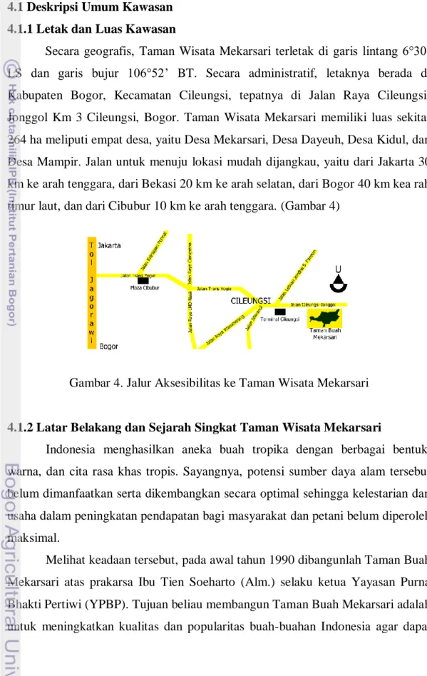 Gambar 4. Jalur Aksesibilitas ke Taman Wisata Mekarsari 