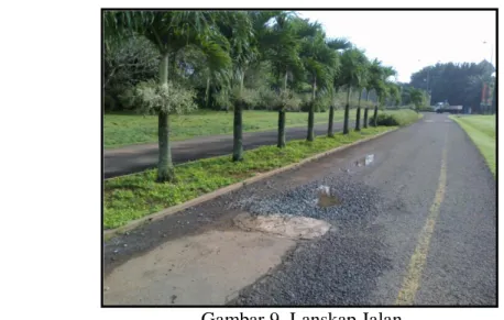 Gambar 9 menunjukan lanskap jalan di Taman Wisata Mekarsari. 