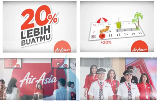 Gambar 3.1 capture tayangan iklan yang pernah dibuat oleh maskapai  penerbangan AirAsia (AirAsia Big Promo, AirAsia Indonesia People Campaign) 