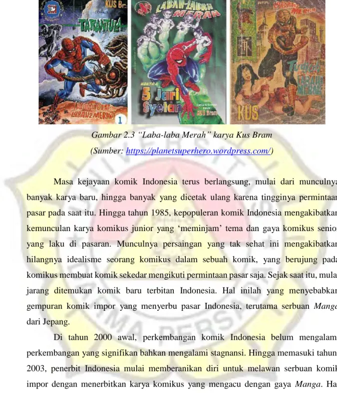 Gambar 2.3 “Laba-laba Merah” karya Kus Bram  (Sumber: https://planetsuperhero.wordpress.com/) 