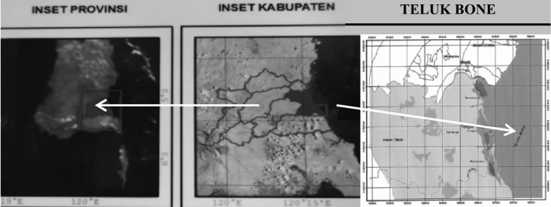 Gambar 2.  Peta Lokasi Penelitian Wilayah Pantai Timur Kabupaten Sinjai             (BPS Sinjai, 2013) 