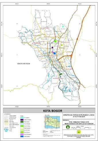 Gambar 1. Peta Sebaran Taman Kota  Berdasarkan Kriteria di Kota Bogor  2.  Survei Instansi 