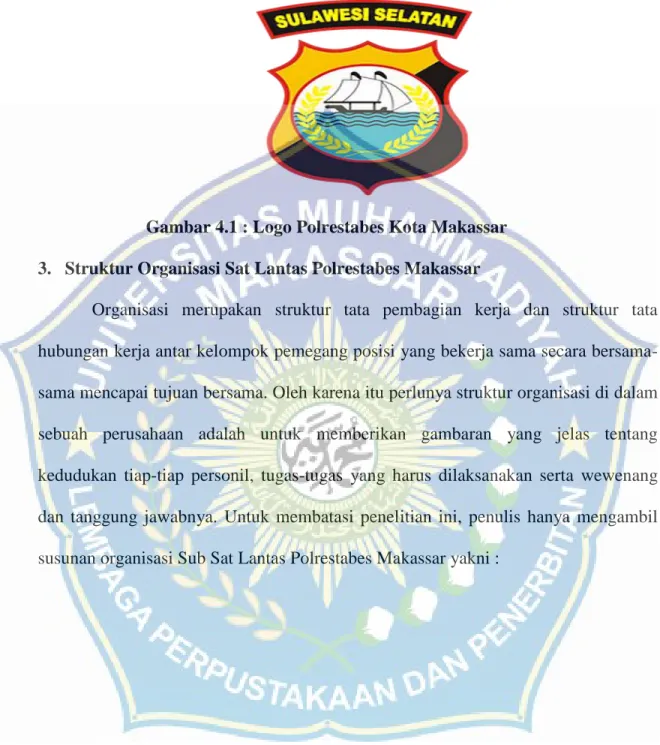 Gambar 4.1 : Logo Polrestabes Kota Makassar  3.  Struktur Organisasi Sat Lantas Polrestabes Makassar 