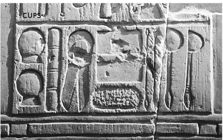 Gambar 1. Ukiran hieroglif pada Kuil Kom Ombo dinasti Ptolemaic Mesir yang menggambarkan tentang bekam
