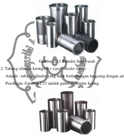 Gambar 2.12 Silinder liner basah  2. Tabung silinder kering (dry type cylinder liner) 