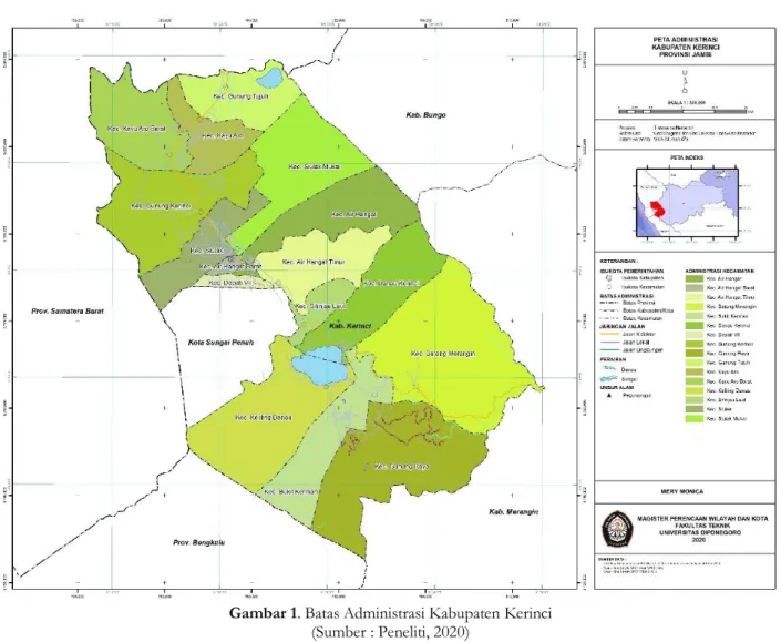Gambar 1. Batas Administrasi Kabupaten Kerinci  (Sumber : Peneliti, 2020) 