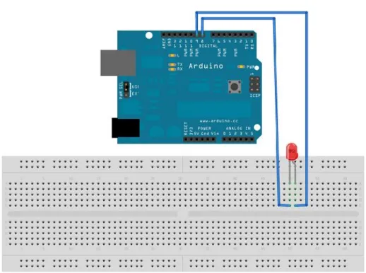 Gambar 2.5 Tampilan Board Arduino yang dihubungkan dengan Project Board 