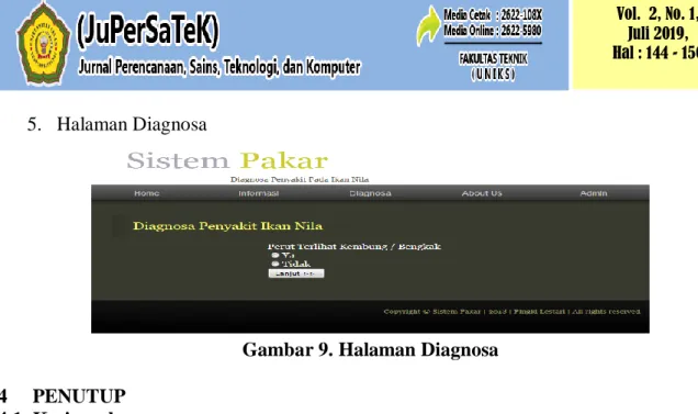 Gambar 9. Halaman Diagnosa 