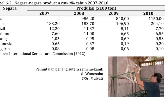 Tabel 6-2.  Negara-negara produsen raw silk tahun 2007-2010 