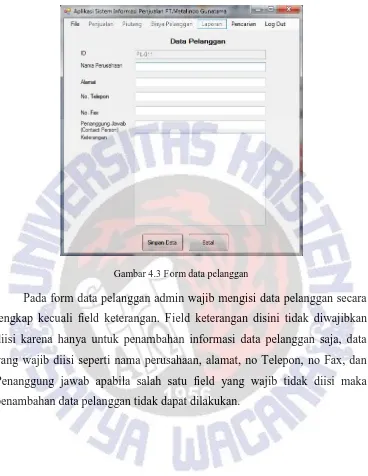 Gambar 4.3 Form data pelanggan 