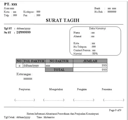 Gambar 4.7 Gambar Formulir Cetak Surat Tagih 