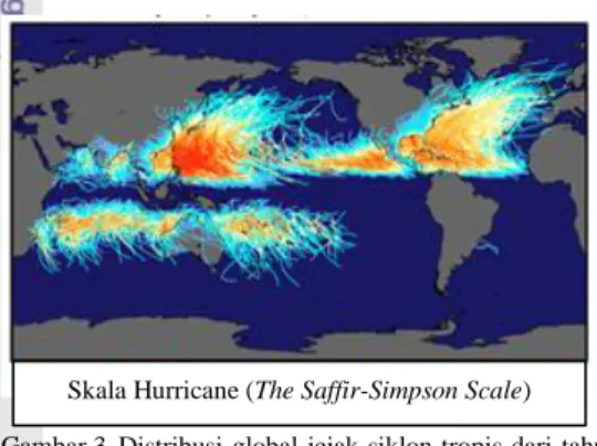 Gambar 4  Kejadian siklon tropis bulanan di BBU  Data  bulan  Januari  2007  hingga  bulan  Desember 2011 (30-195  0 BT, 15-180  0 BB) di  lintang utara terjadi 320 kejadian siklon tropis