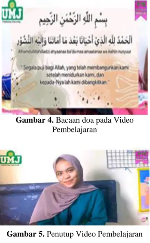 Gambar 4. Bacaan doa pada Video  Pembelajaran 