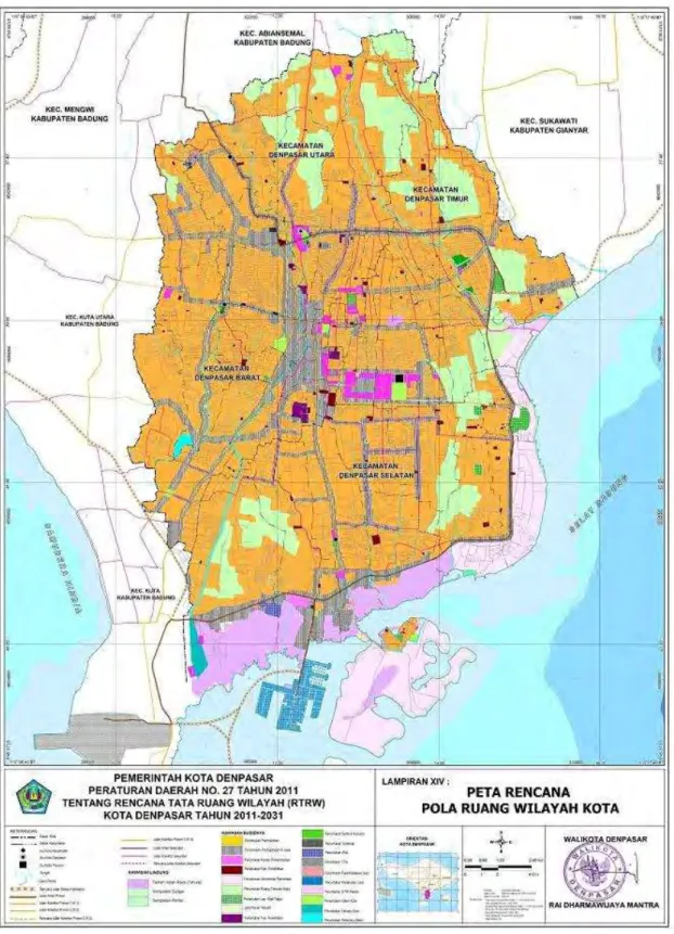 Gambar 1.3 Peta Rencana  Pola Ruang Wilayah Kota Denpasar 