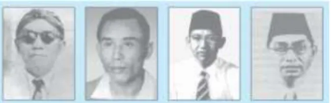 Gambar 2.6. Empat  tokoh  Islam  yakni  Ki  Bagus  Hadikusumo,  Mr.  Kasman  Singodimejo,  Wahid  Hasyim,  dan  Mr