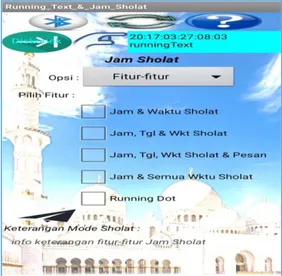 Gambar 7. Tampilan menu utama program android  running text  Jadwal Sholat Digital 