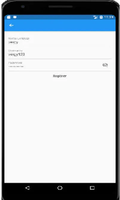 Gambar 7 Tampilan Halaman register e.  Halaman Menu Utama 
