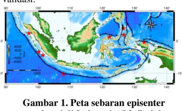 Gambar 1. Peta sebaran episenter  gempabumi di Indonesia (M&gt;7) dalam 