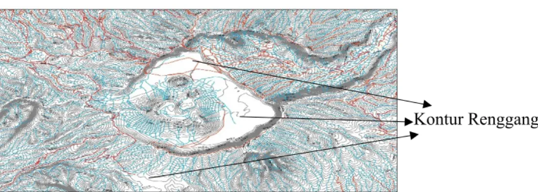 Gambar 5.2 Kontur Renggang Pada Peta Topografi Daerah Gunung Brom