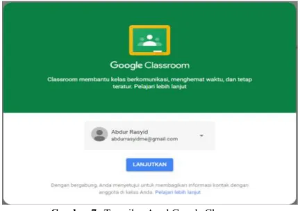 Gambar 7.  Tampilan Awal Google Classroom