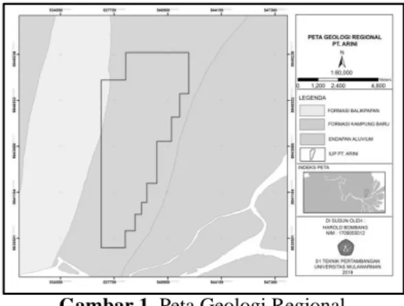 Gambar 1. Peta Geologi Regional  Penaksiran Cadangan Batubara 