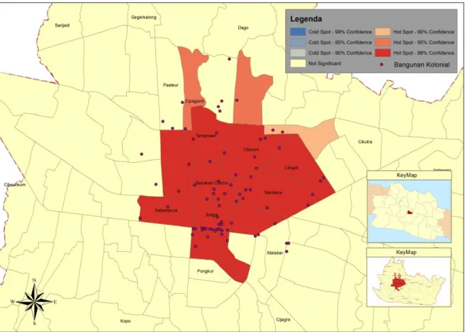 Gambar 3. Peta Hotspot Bangunan Kolonial di Kota Bandung Berdasarkan Kelurahan 