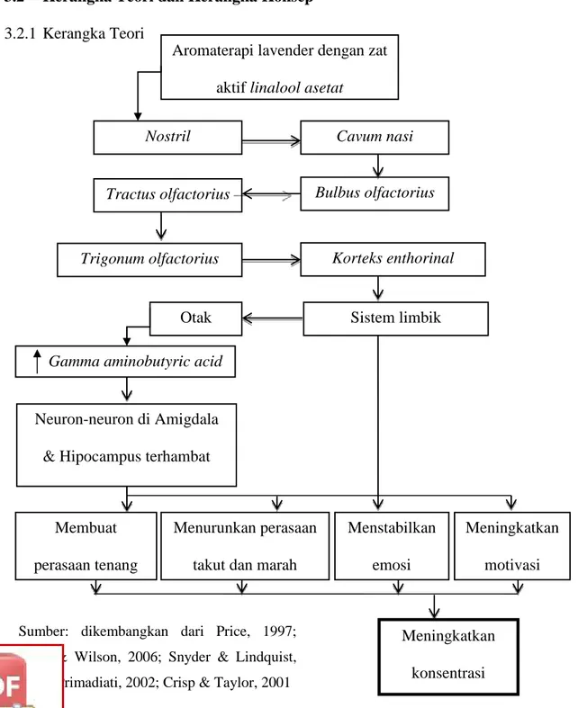 Gambar 3.1 Kerangka Teori  Aromaterapi lavender dengan zat 