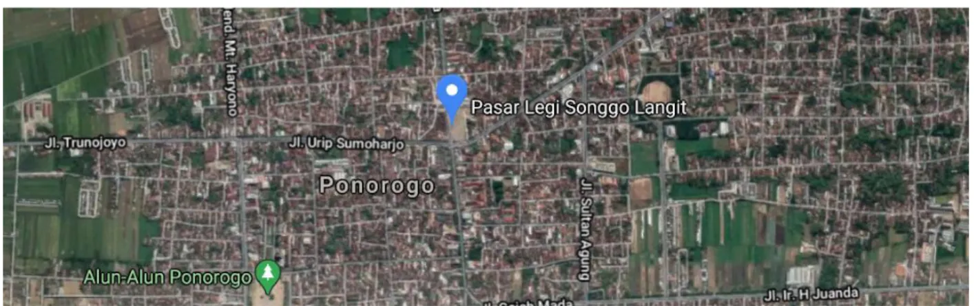 Gambar 3. 5 Lokasi Proyek Pasar legi Ponorogo   (Sumber: Google Maps) 