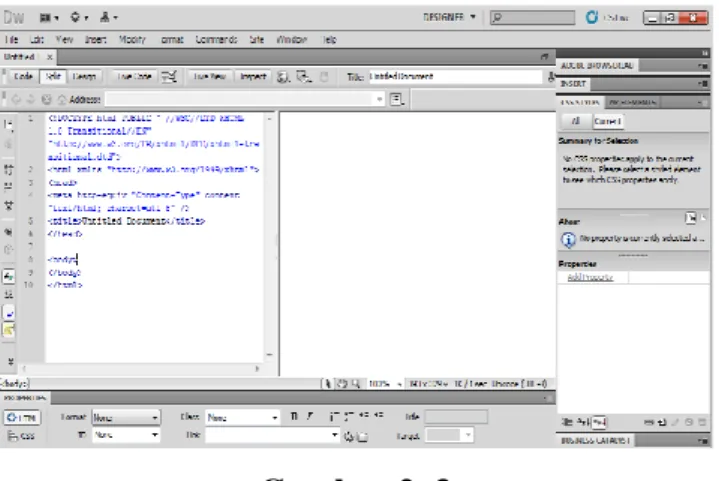 Gambar  berikut  ini  merupakan  gambaran  layout  atau  lembar  kerja Dreamweaver CS5