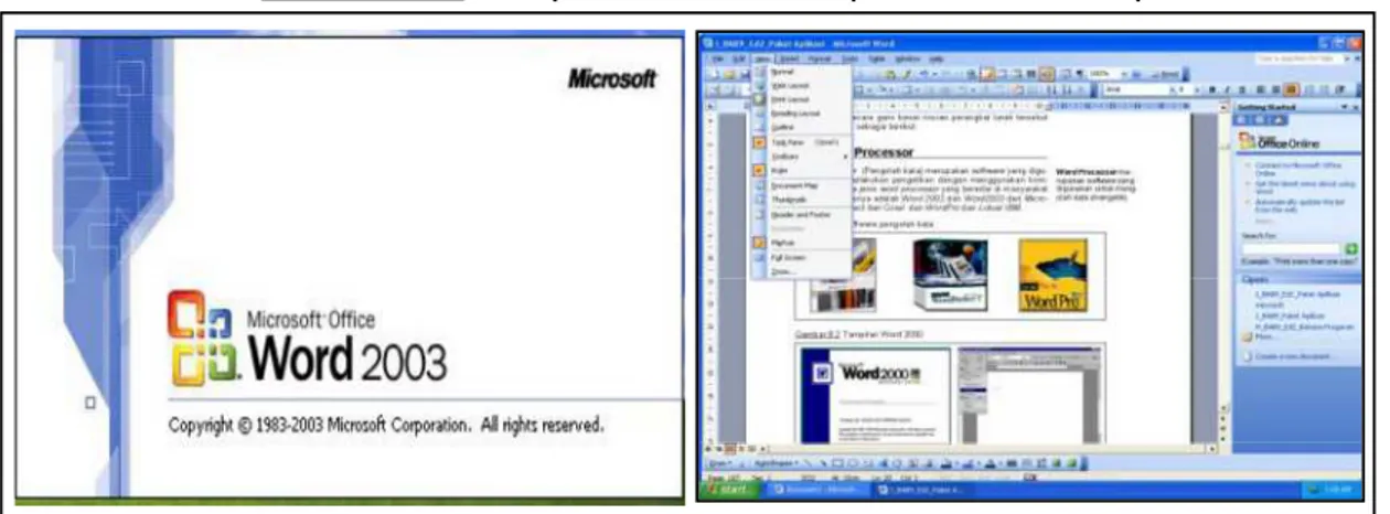 Gambar 9.2 Tampilan Word 2003 pada Windows Xp
